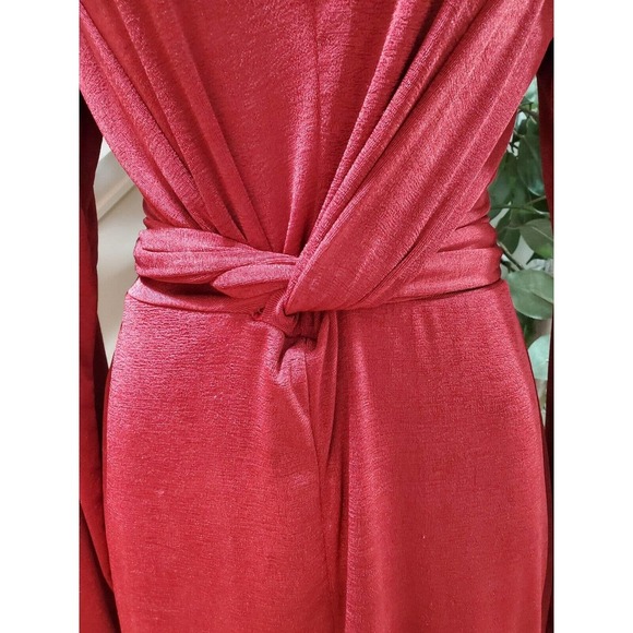 Fashion Nova Burgundy Be Honest Tie Front Knee Length Midi Dress XL - Picture 3 of 13